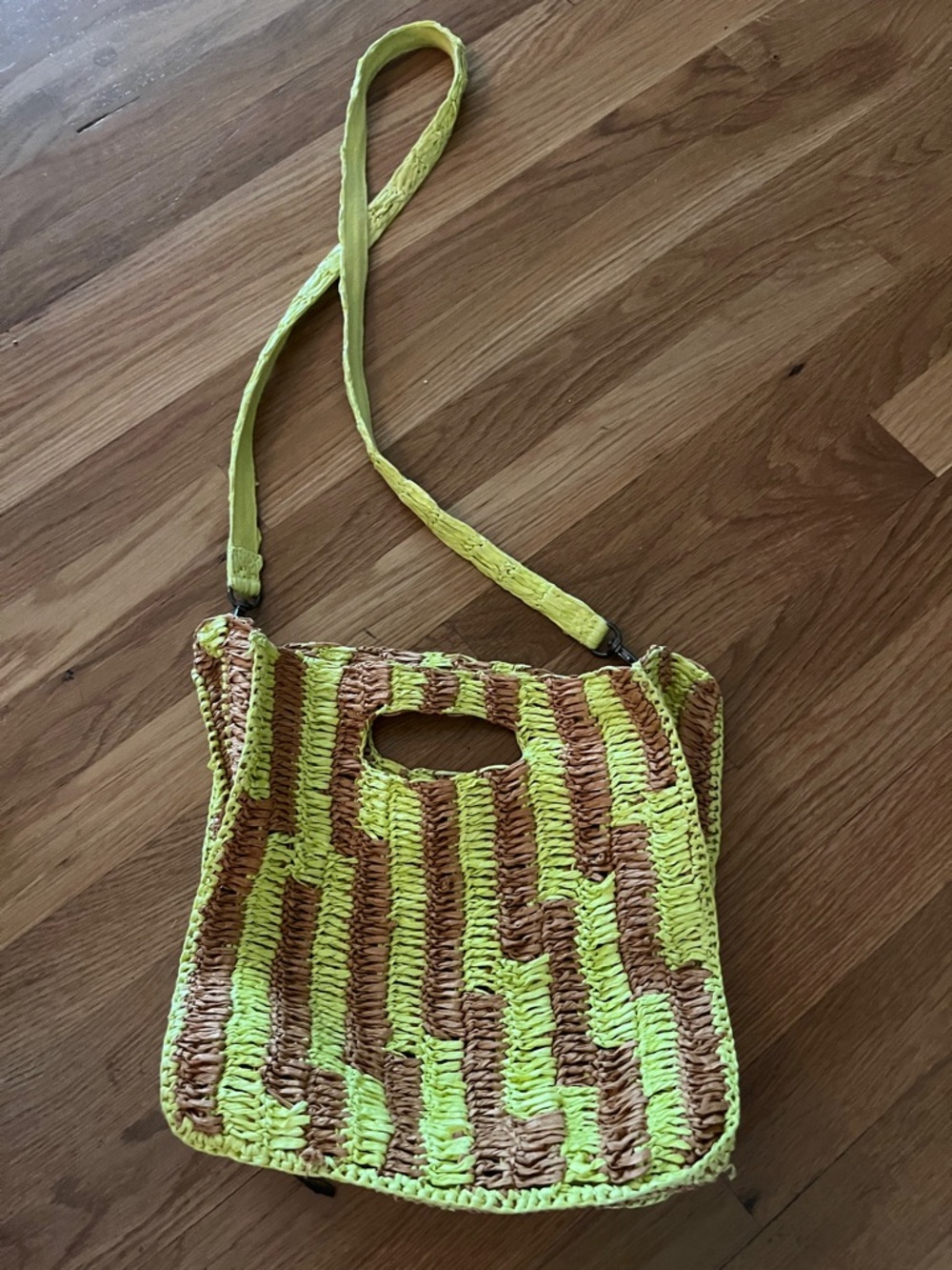 Free People Brunch Date Brown Green Crossbody Tote